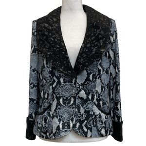 Alberto Makali Vintage Gray and Black Snakeskin Shawl Collar Blazer